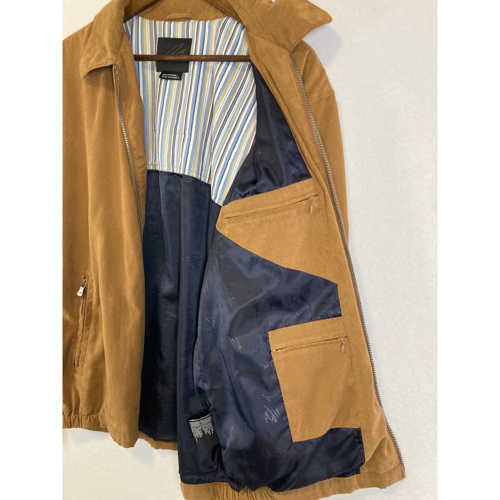 Western Studio Bill Blass Mens Large Tan Faux Suede Harrington Jacket Vintage L - Picture 4 of 11